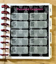 Password Organizer Dashboard Insert for use with Classic Happy Planner-