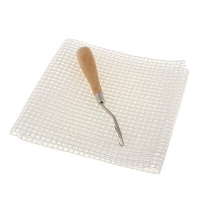 Gebogener Riegel Haken Nadel Häkeln 6,3 Zoll, Naturholzgriff & weißer Teppichherstellung