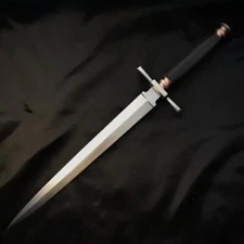 CUSTOM HANDMADE D2-TOOL STEEL BEAUTIFUL DAGGER SWORD WITH LEATHER SHEATH
