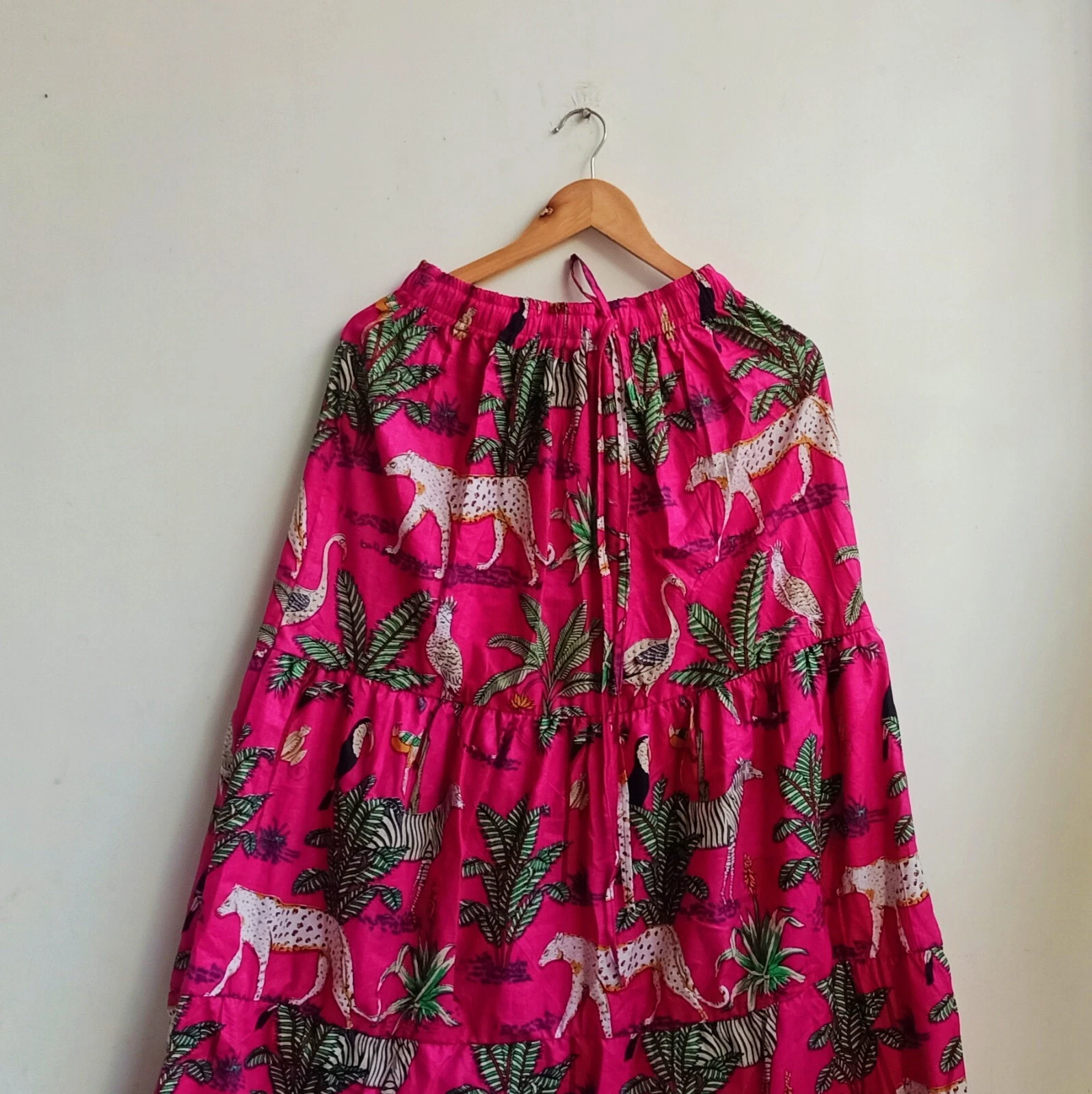 Indian Cotton Pink Tiger Frill Skirt Women's Clothing Skirt Partywear Skirts US