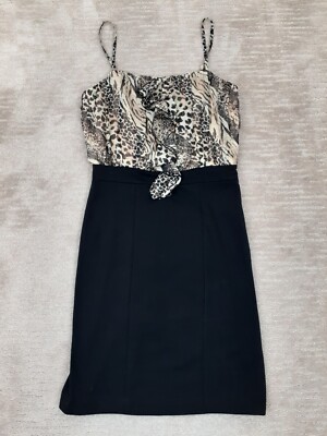 Allen B by Allen Schwartz Women's 4 Sleeveless Leopard Print Sheath Dress Ruffle