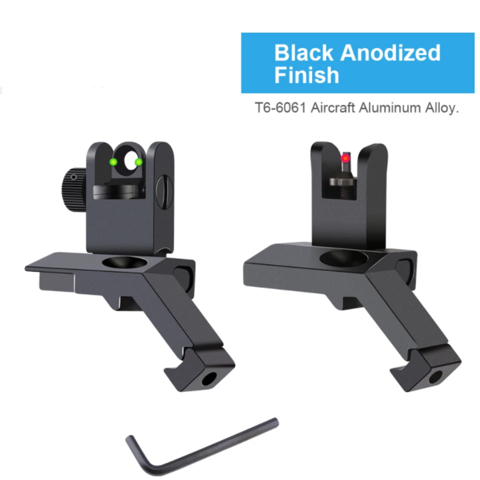 Fiber Optics Iron Sights Low Profile 45 Degree Flip-up Front and Rear Sight - Image 3 of 4