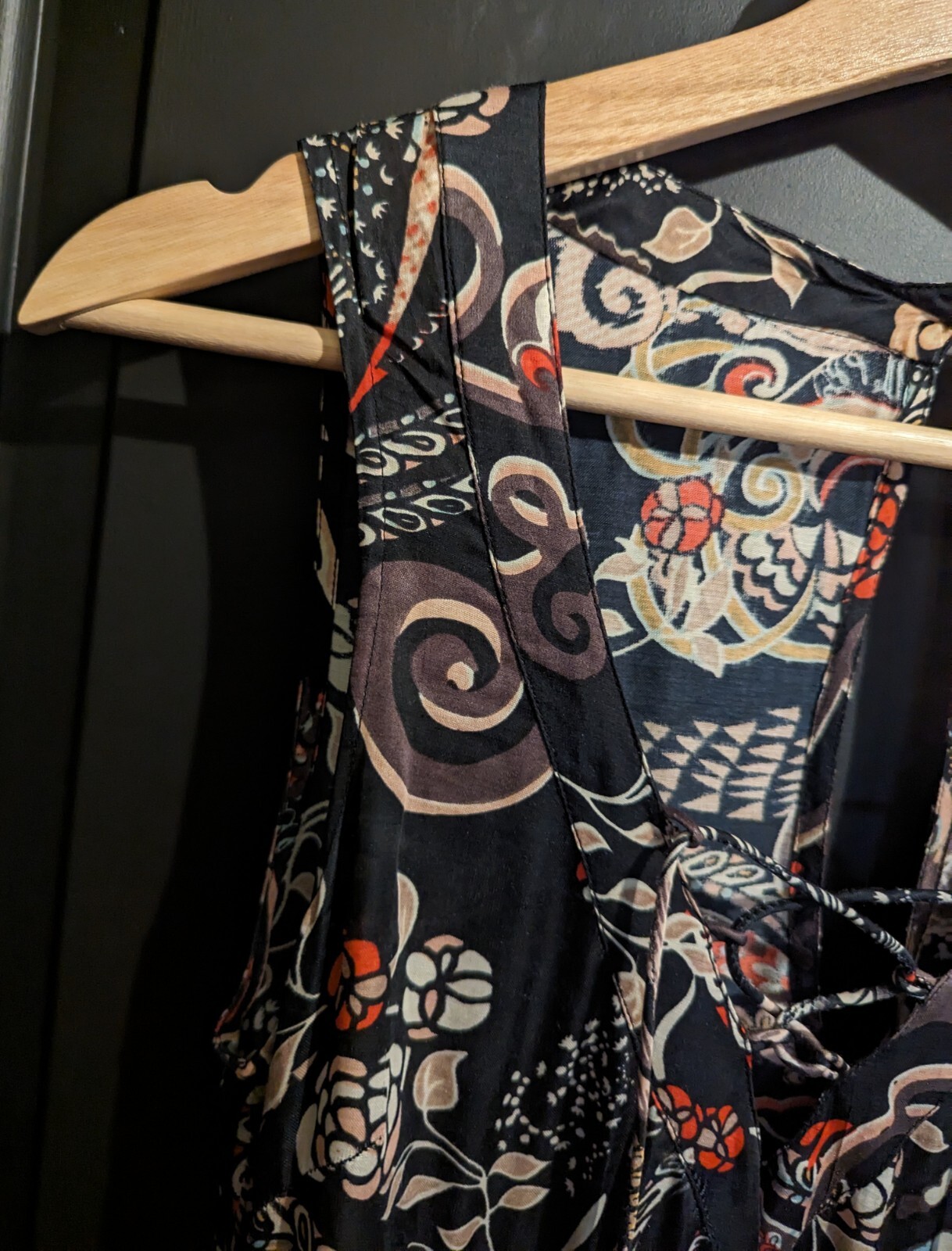 Odd Molly Women's Almost Black Backstage Floral Sleeveless Maxi Dress Size 0