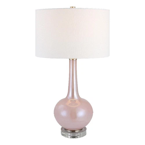 Uttermost Rosa Transitional Glass Fabric and Iron Table Lamp in Pink - Picture 2 of 7