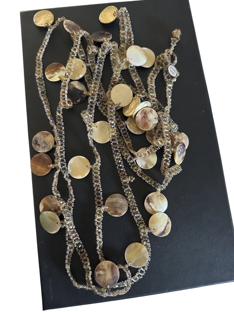 MARIA CALDERARA Double BEADED SHELL Necklace Like New