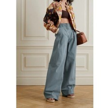 Ulla Johnson Claude Pants Size 8 - Pleated Wide Leg Sailor Cotton Canvas READ