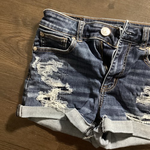 American Eagle Blue Women Jean Shorts Size 0 - Picture 2 of 7