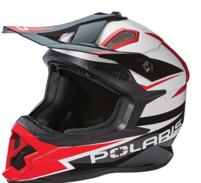 Polaris Tenacity 4.0 Open Face Snowmobile Helmet Red/White Medium 286156103