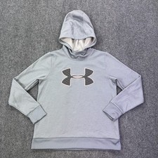 Under Armour Hoodie Womens Medium Gray ColdGear Fleece Pullover Cowl Neck Logo