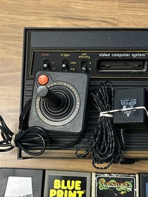 Atari 2600 Woodgrain 6 Switch Console W/ Power 25 Rare Games Remotes Tested