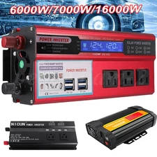 7000W 16000W Car Power Inverter DC 12V To AC 110V Home RV Solar Converter LCD
