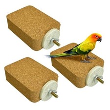 3 Pack Bird Perch Platform Cork Parrot Perch Stand Small Natural wood color