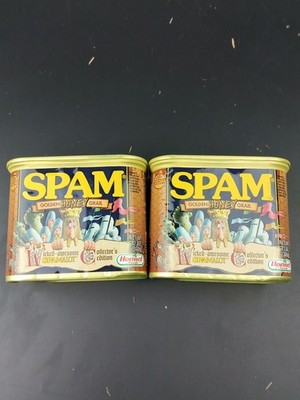 2 Spamalot Golden Honey Grail SPAM Can Unopened - Monty Python / Hormel Lot 
