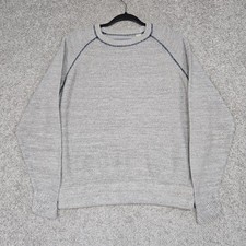 32 Bar Blues sweater Men  s Large Crew Neck chunky heavy knit cotton gray