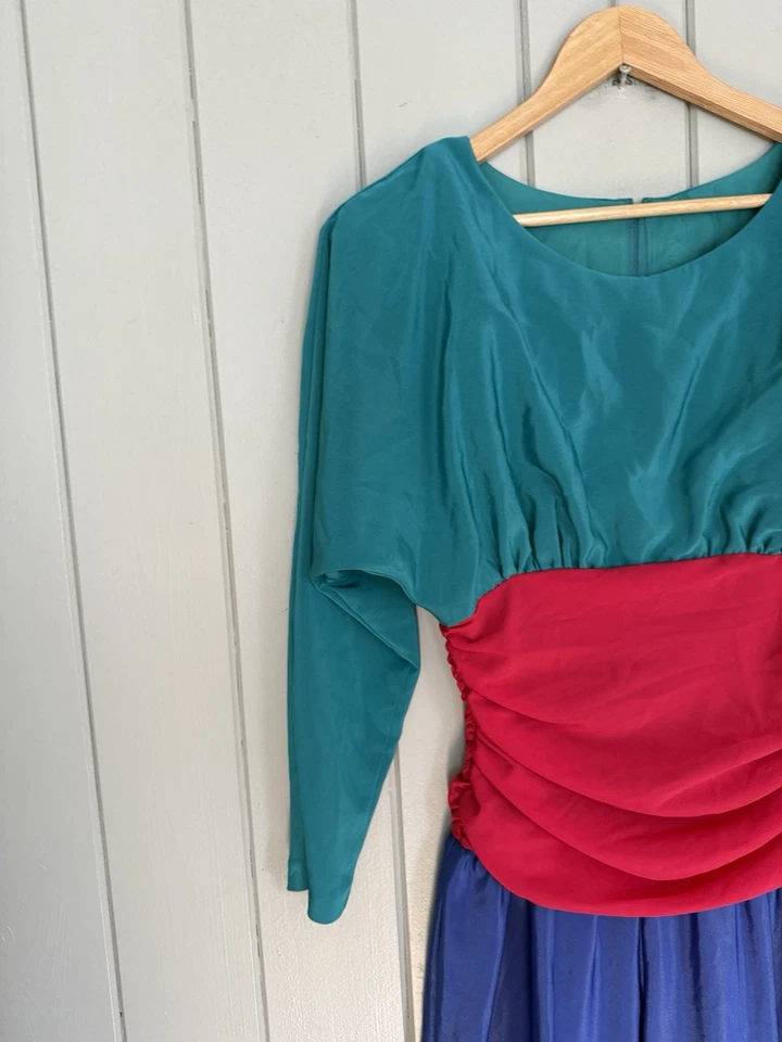 Mono de crepé Jody California años 80 bloques de colores mameluco fiesta discoteca de colección Foto 3 de 4