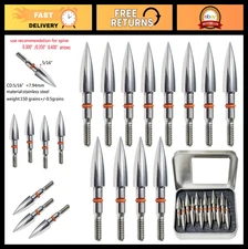 Archery Field Points 100-300 Grains for Target Practice, Hunting Arrow Tips, Sta