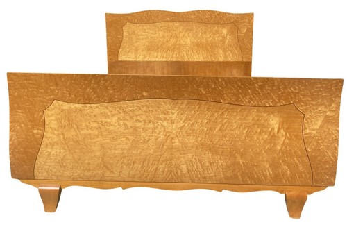 Art Deco French birdseye Maple double Bed - Picture 2 of 12