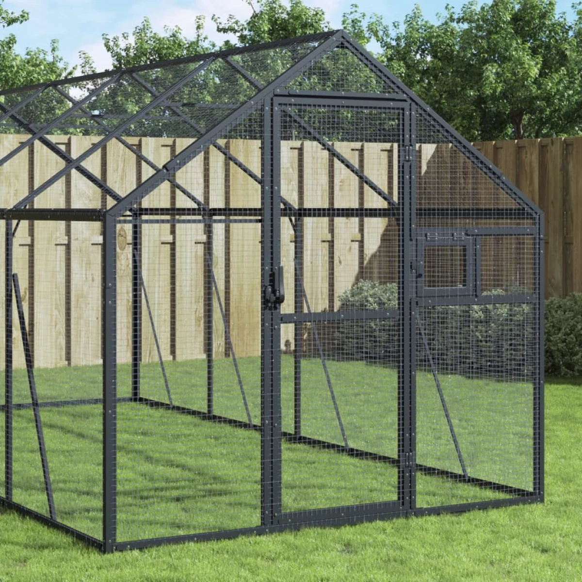 Aviary Anthracite 1.79x6x1.85m Aluminium Outdoor Bird Enclosure Lockable Secure