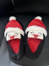 Christmas Penguin Santa -Young Girls /kids Winter Warm Slippers