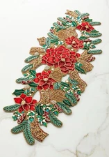 KIM SEYBERT CHRISTMAS POINTSETTIA Table Runner  41”x16” NEW  $895 TODAY $450