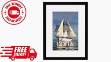 12x16 Picture Frame Black, Display Pictures 8.5x11 with Mat or 12x16 Without Mat