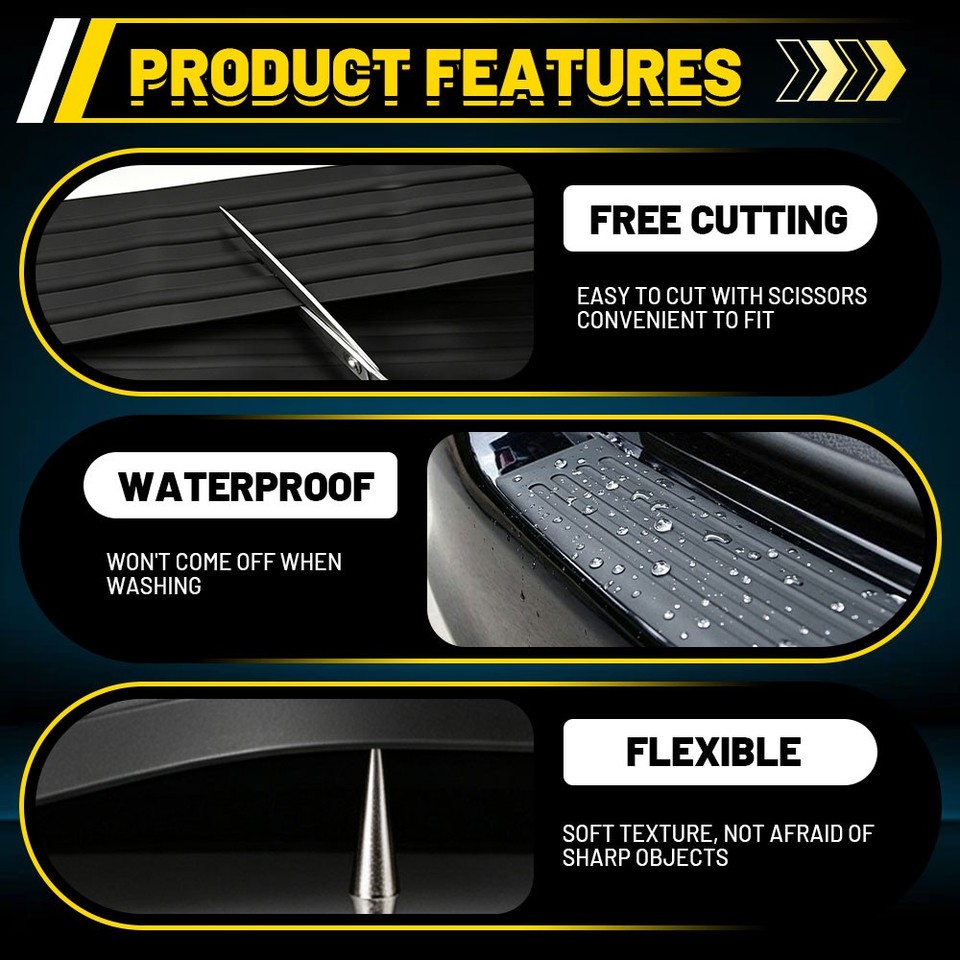 104CM Car Rear Boot Bumper Sill Protector Plate Cover Guard Trim Rubber ...