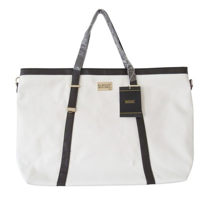 #ad Badgley Mischka Weekender Traveler Bag Tote White Large Faux Leather Pockets $29.94