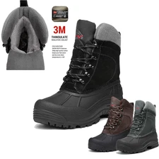 Mens Snow Boots Insulated Waterproof Rugged Winter Outdoor Work Boots
