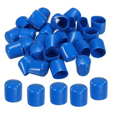 30pcs Rubber End Caps Cover 25mm Vinyl Screw Thread Protector Round Blue