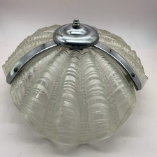 Vintage Art Deco Glass Clam Shell Flycatcher Light Fitting Chrome Glass 1930s 