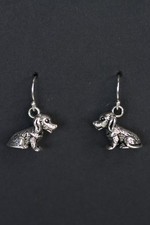 Hound Dog Charm Earrings 925 sterling silver Hooks pewter Charms 3/4" Puppy Dogs