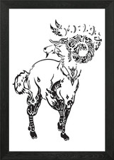 Aries tattoo style Framed Wall Art Poster Canvas Print Picture