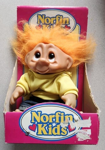 Vintage 90's Norfin Kids Adopt A Norfin Troll 8 In. New In Box Orange Hair DAM