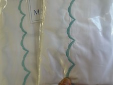 Matouk India New 2pc King Shams Bright Aqua Scallop 350TC Percale