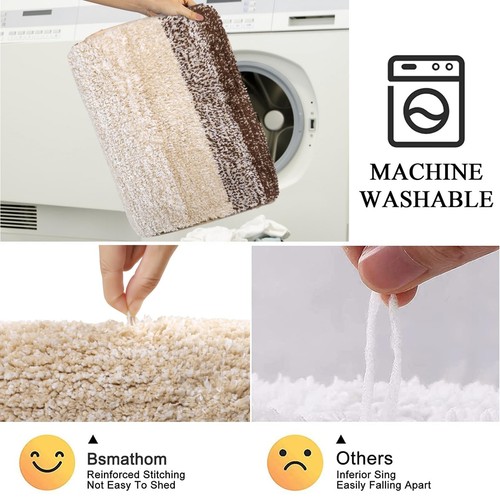 Bathroom Rugs Sets 4 Piece with Toilet Cover, Plush Shaggy Bathroom Rugs Non ... - Picture 6 of 8