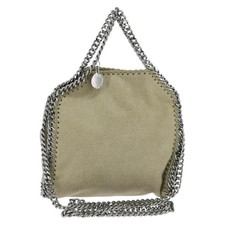 Borsa Stella MacCartney Catena Falabella Poliestere Beige Argento 391698 Autentica BA7343