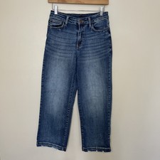 Judy Blue High Waist Cropped Wide Leg Jeans Women s Size 3/26 Medium Wash EUC