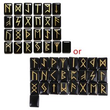 Tumbled Engraved Lettering Rune Stone Solid Color Set for Divination Healing