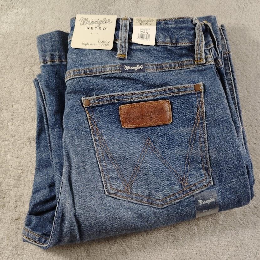 Wrangler Retro Bailey Jeans Womens 30x32 Blue High Rise Trouser Bootcut Denim