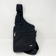 Travelon Black Nylon Shoulder Crossbody Sling Bag Anti Theft Multi Zip Pockets