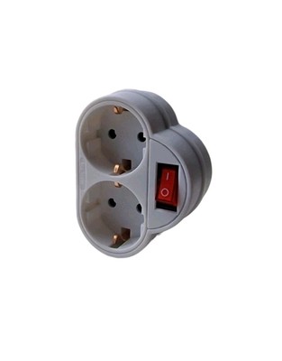Doppelstecker mit Schalter Weiß   2-fach Mehrfachstecker Adapterstecker   NEU