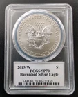 2015-W $1 Burnished Silver Eagle PCGS SP70 Edmond Moy Signed #7113