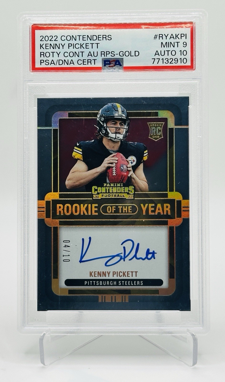 Kenny Pickett Panini Contenders Rookie of the Year Contenders Autographs Rps #RYAKPI Gold