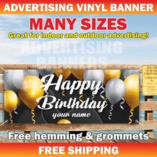 HAPPY BIRTHDAY YOUR NAME Advertising Banner Vinyl Sign Holiday decoration event
