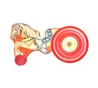 Hill Bras Co. Pony Wooden Pull Toy Vintage 1940 Red Wheels for Ages 1-4 Years — photo 1