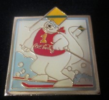 Coca-Cola Bear Down Hill Skiing Lapel Pin 1994