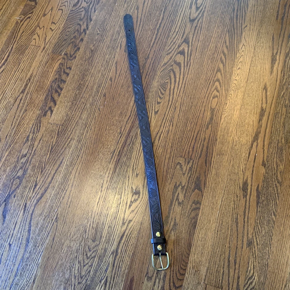 Cinturón de cuero Boston para hombre 34 marrón piña herramientas hecho en EE. UU. Western Cowboy rodeo Foto 2 de 4