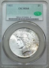 1922 Peace Dollar CACG MS64 CAC Frosty Just Graded New Holder #W200D