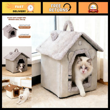 Cozy Indoor Cat House  Dog Tent - Covered Bed with Non-Slip Bottom for Small Pe