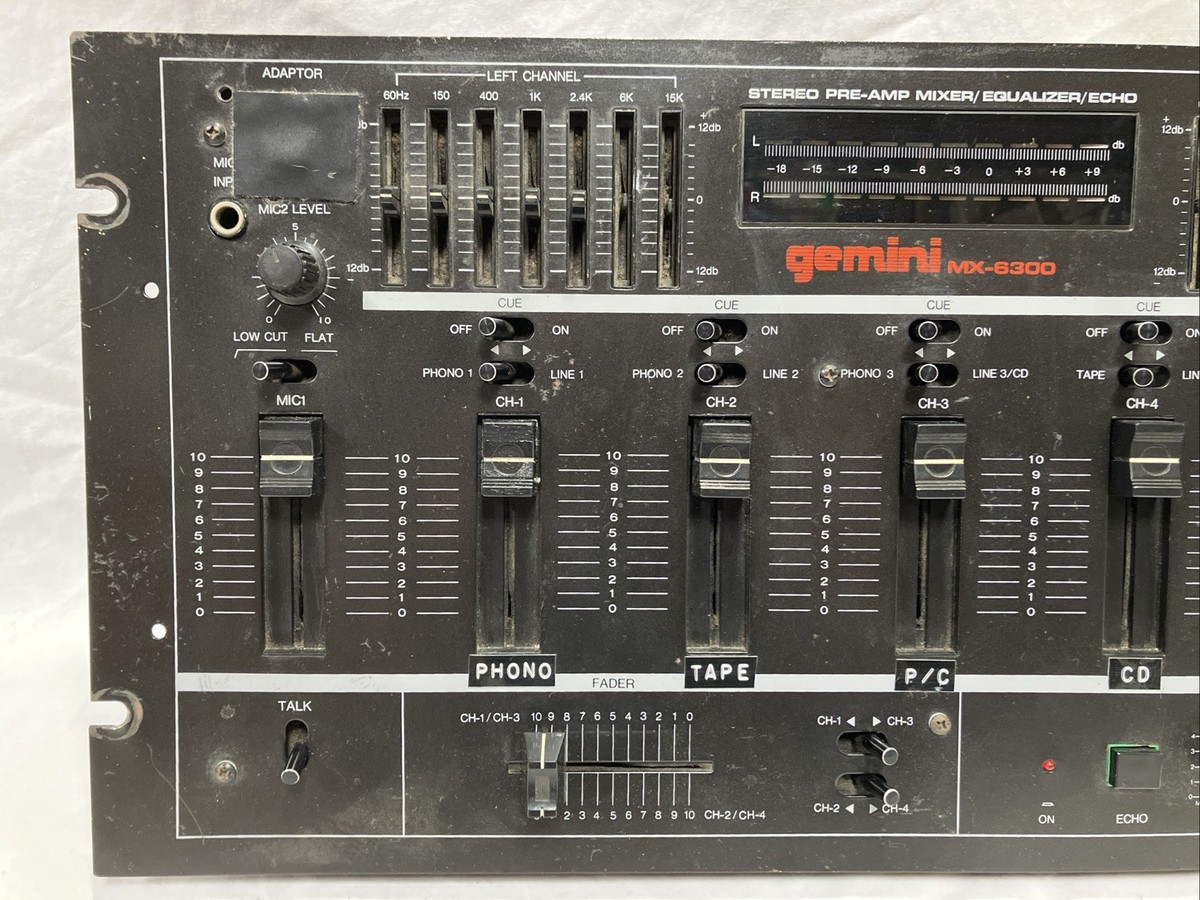 Gemini MX-6300 Stereo Pre-Amp Mixer 7 Band Equalizer Echo DJ
